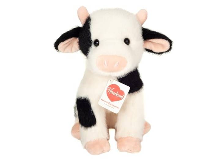 Hermann Teddy knuffel koe pluche boerderijdier zwart-wit 25 cm