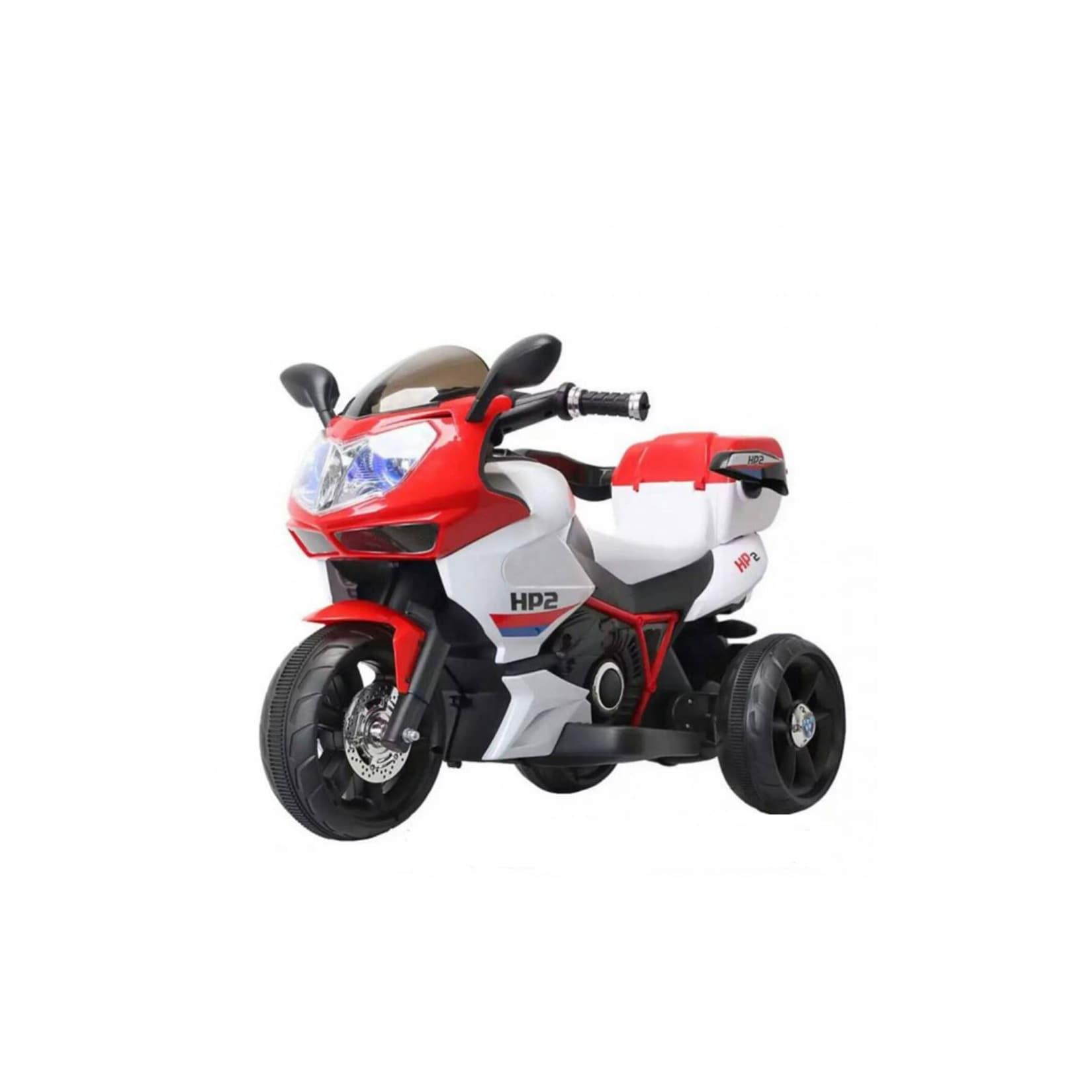 Kinder Elektromotorrad HP2 FB-6187, mit Musikfunktion, Spielzeugkorb, ab 3 Jahre rot