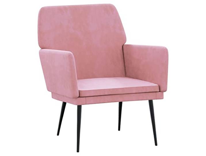 Sessel Rosa 62x79x79 cm Samt Metallgestell,schräge Rückenlehne,Armlehnen,Samtbezug,Wohnzimmer,Schlafzimmer