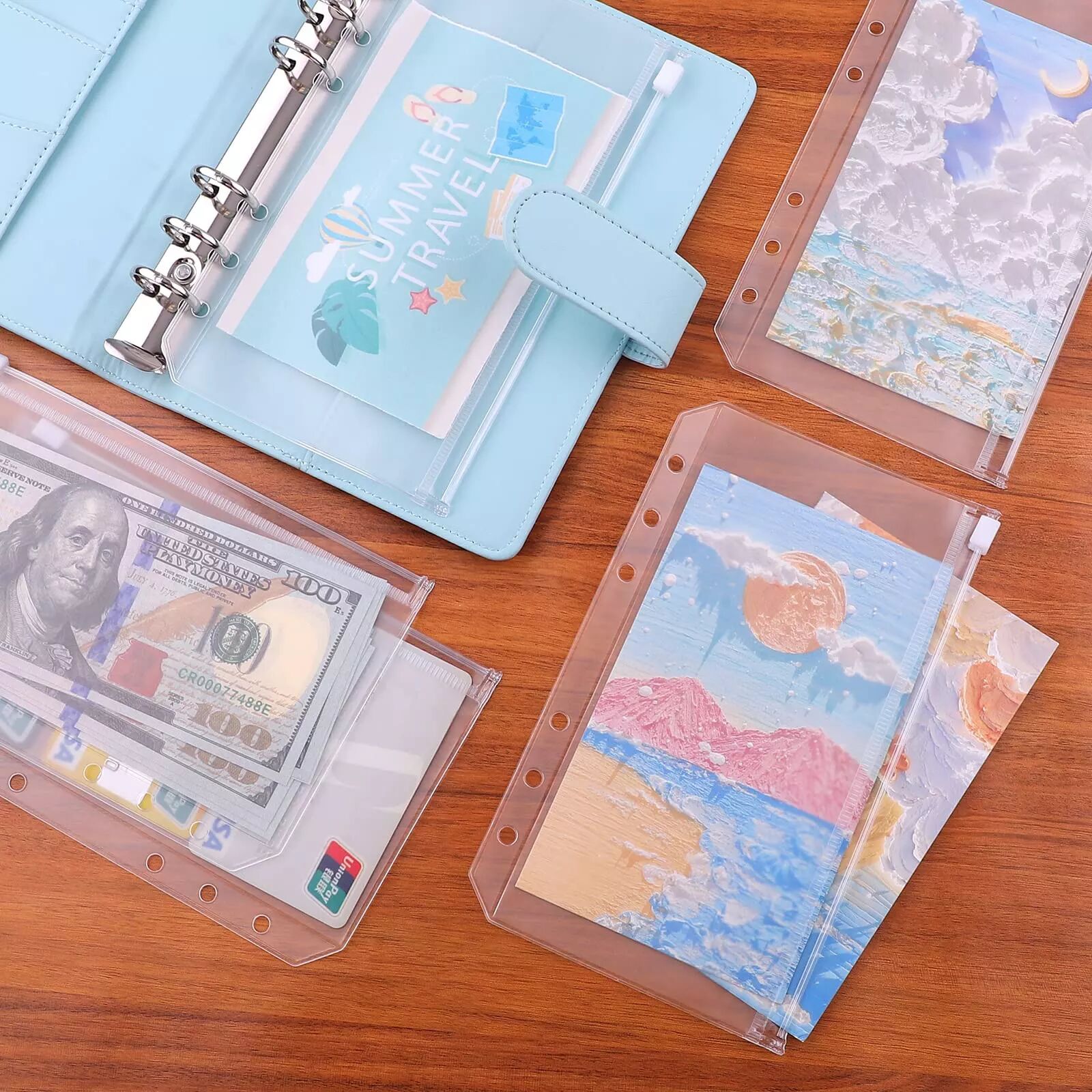 INF Pochettes en plastique pour classeurs A6 à 6 anneaux, paquet de 12