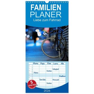 Familienplaner 2026 - Liebe zum Fahrrad mit 5 Spalten (Wandkalender, 21 x 45 cm) CALVENDO