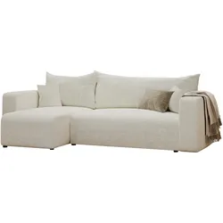 ECKSOFA Beige Webstoff mit Bettkasten