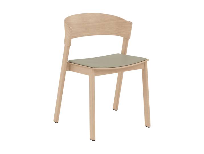 Muuto Cover Side Chair leather Refine leather stone-Oak