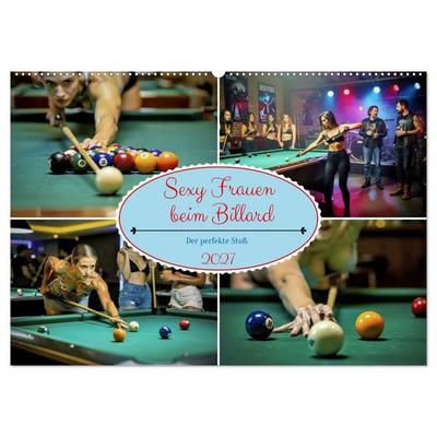 Sexy Frauen beim Billard (Wandkalender 2027 DIN A2 quer), CALVENDO Monatskalender