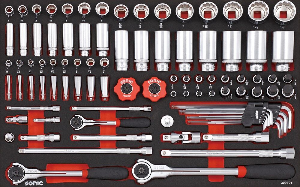 Sonic Equipment Steckschlüsselsatz Nusssatz 12-Kant Sfs-M Sae 93-Tlg. 309301