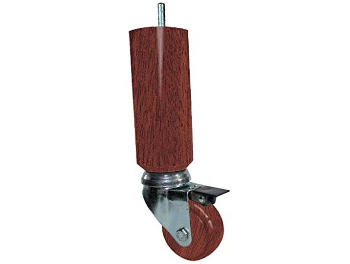 Margot Mobilität praticonfort ohne Bremse Set 4 Füße für Lattenrost, Holz, Mahagoni, 5,5 x 5,5 x 18,7 cm
