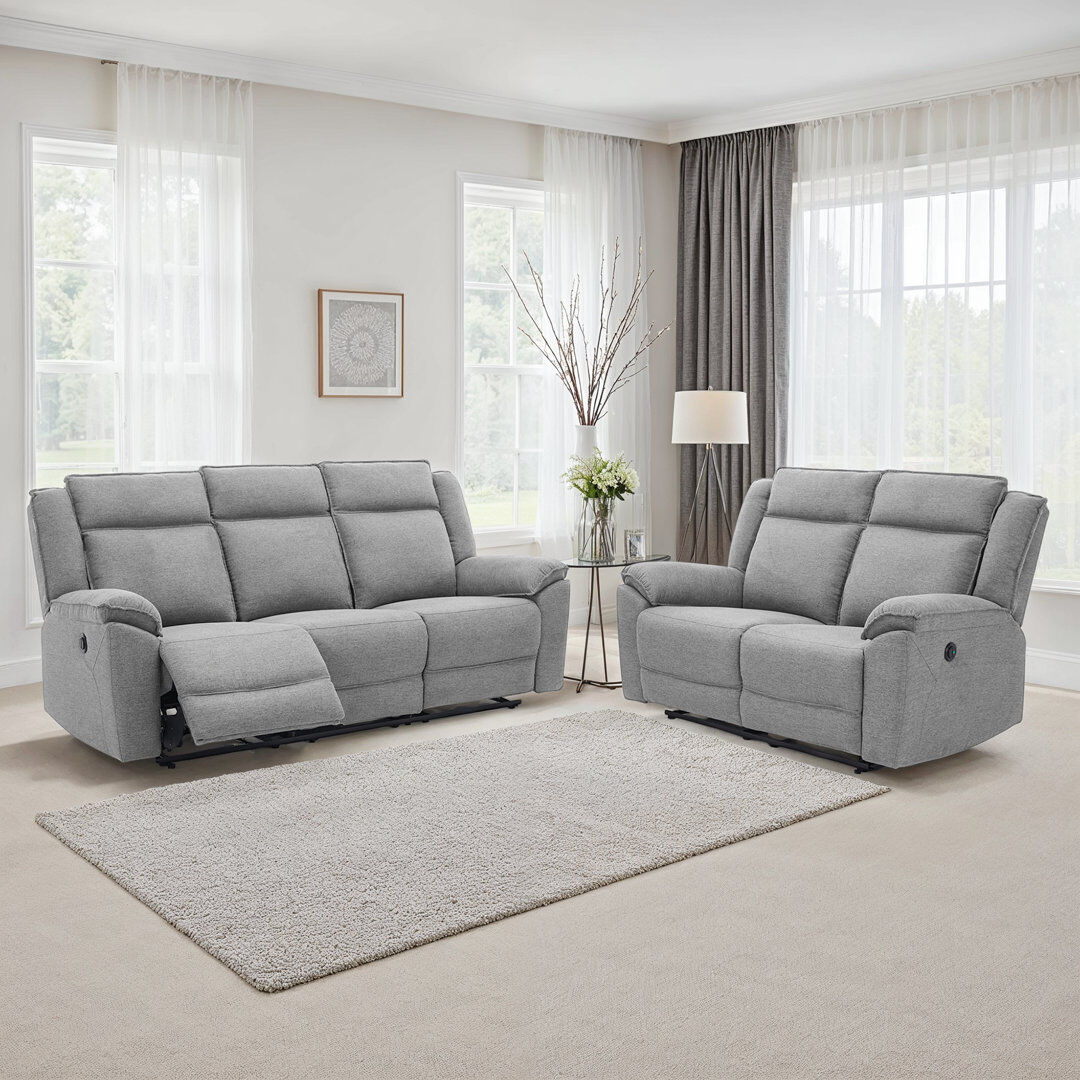 Latitude Run Beola 2 Piece Linen Reclining Living Room Set Grey 2