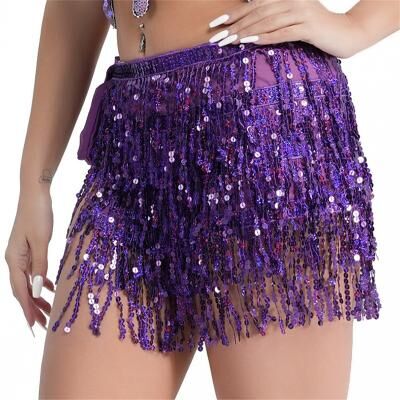 LightInthebox Samba Dancewear Sequin Skirt Sparkly Skirt Belly Dance Skirt Sequin Tassel Skirt Fringe Hip Scarf Womenl Performance Costume