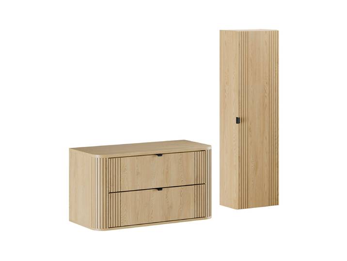 Ensemble meuble sous vasque 100cm et colonne Mila Bois