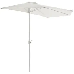 VCM Sonnenschirm   Maße ca. 2,7x1,4 m   Schirm mit Kurbel   Rechteckschirm   Sonnenschutz halbrund   Weiß