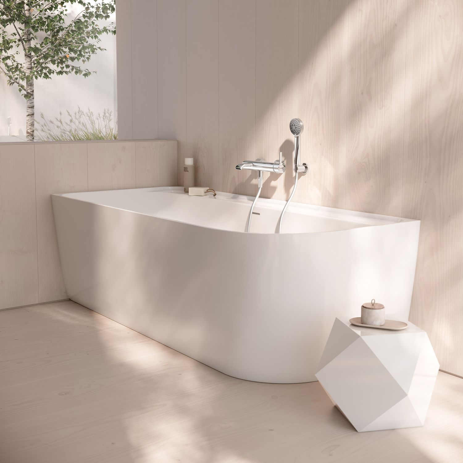 LAUFEN MEDA Eck-Badewanne 180 x 80 cm mit Schürze