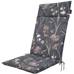 Natura Punto, Sitzkissen, 2er-Set Hochlehner-Auflage, Gartenstuhlkissen wasserabweisend, Blumenmuster anthrazit (120 x 50 cm)