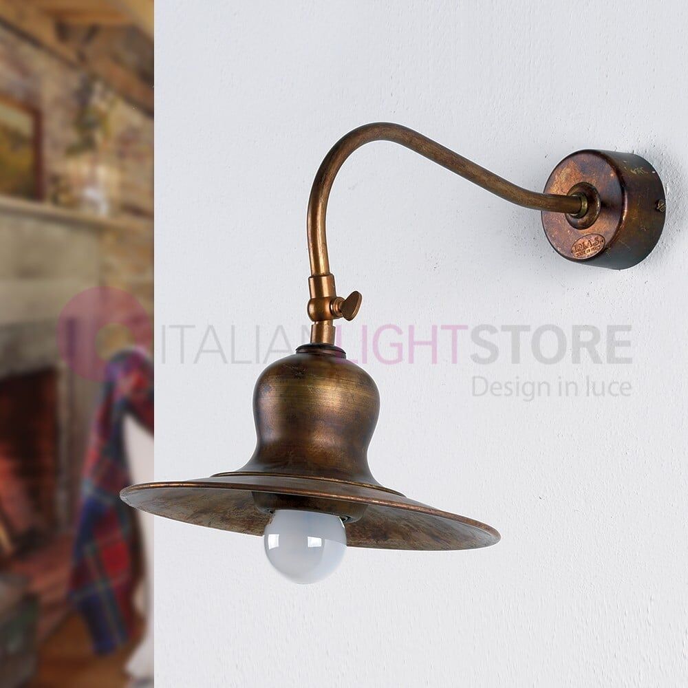 Todi Lampada Da Parete Applique Rustico Ottone Anticato