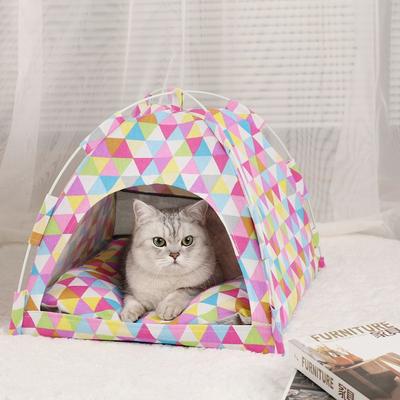 Inspired Living Cozy Clamshell Cat Tent Bed With Soft Cushion colored Triangle m 40x40cm
