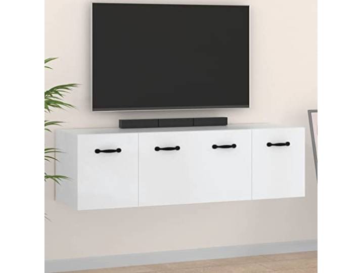 KGHFDVB Wandschrank 80 cm Weiß Holzwerkstoff 2er Set 2 Fächer pro Schrank, Wandmontage, Platzsparend, Für Bücher Und Zeitschriften