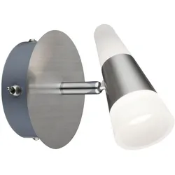Wandlampe Wandleuchte Wandstrahler Spotlampe Leuchte Nachtlicht, Spot beweglich, Metall Nickel matt satiniert, 1x LED 5W 300Lm warmweiß, BxHxT 12x14x13 cm
