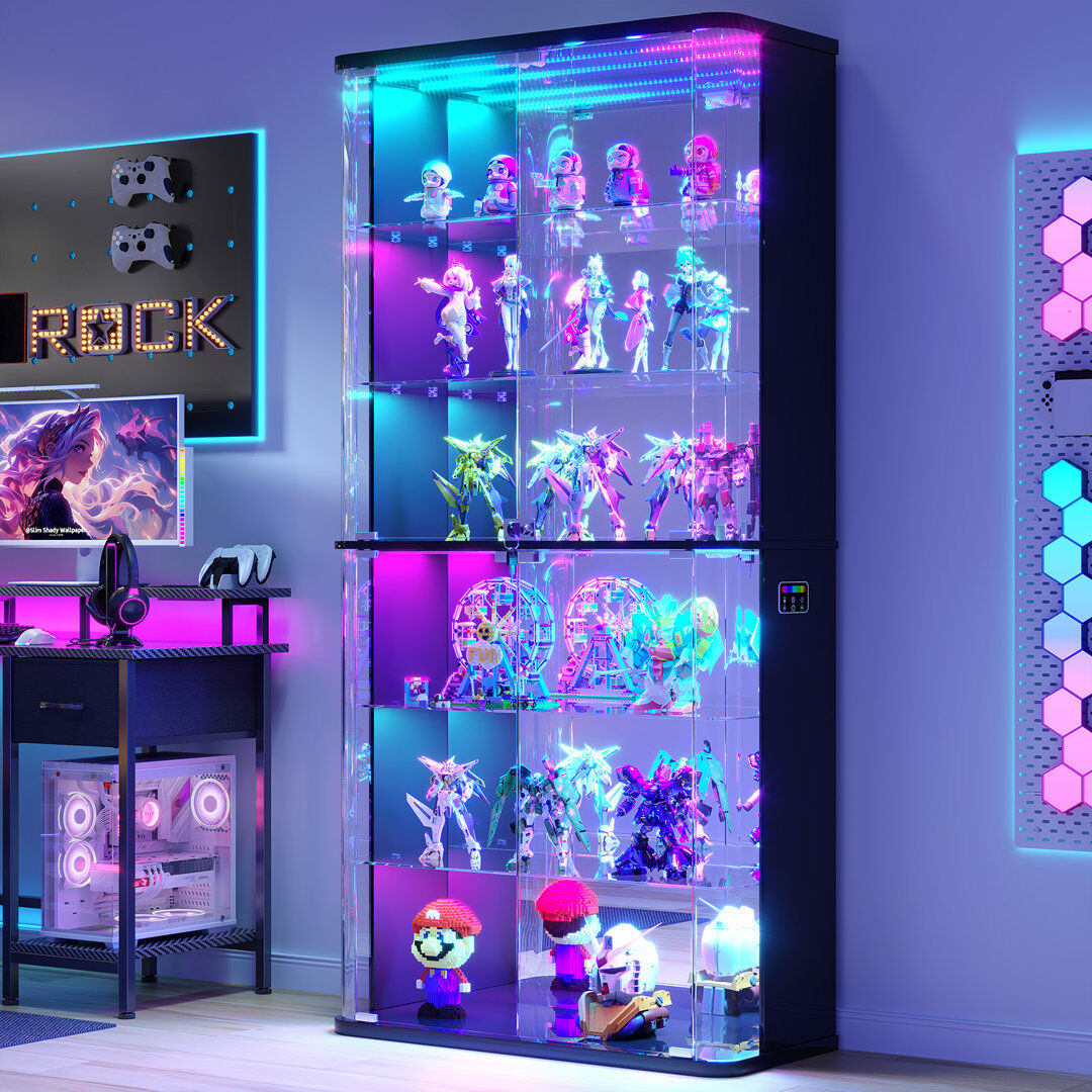 17 Stories Display Cabinet Black 180cm H X 80cm W X 38cm D