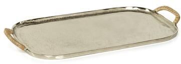 Zodax Halmstad Aluminum Tray with Rattan Wrapped Handles