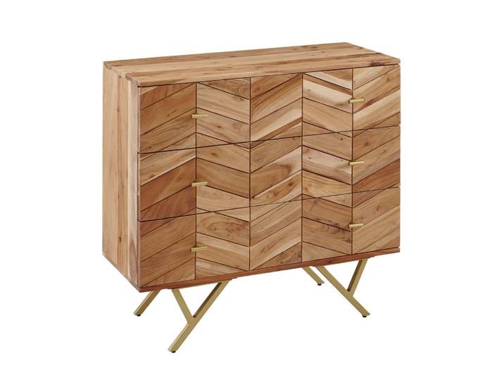 Buffet à 3 tiroirs en bois d'acacia, marron