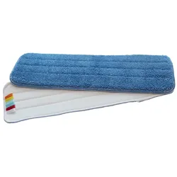 Wischmop blau für Naßreinigung 60 x 13 cm VELCRO Mikrofaserbezug mit Farbkodierung & Klettrücken