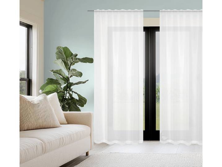Gardine HOME WOHNIDEEN DOLLY , weiß, B:140cm H:145cm, Voile, Obermaterial: 100% Polyester, Gardinen, Gardine, transparent