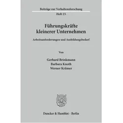 Führungskräfte kleinerer Unternehmen., Fachbücher von Werner Krämer, Gerhard Brinkmann, Barbara Knoth