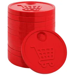 CombiCraft blanko Einkaufswagenchips 0,50 € Format aus starkem Kunststoff in Rot - 100 Stück