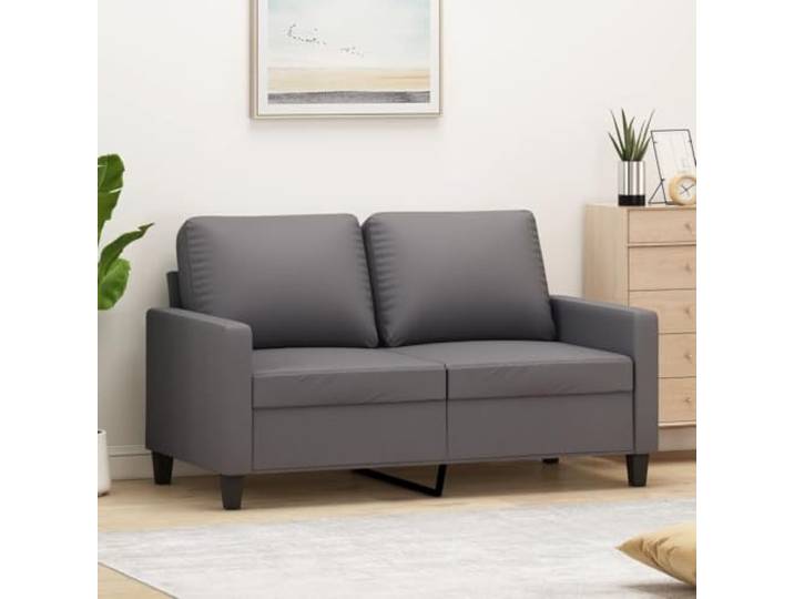 HEFZGDB Graues 2-Sitzer-Sofa 120 cm Breite Kunstleder Modernes Wohnzimmer Sofa Langlebiges Polstermöbel mit Metallgestell Bequeme Sitzfläche Schmutzabweisende Reinigung Stabiles