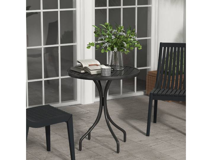 Outsunny Table Ronde Jardin Ø66cm Acier Noir Terrasse