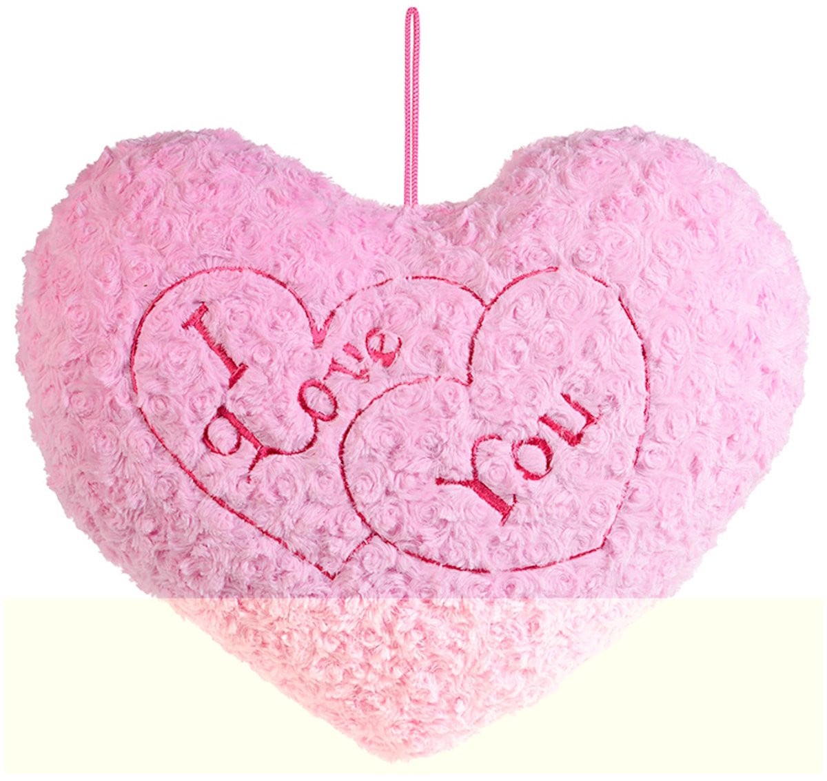 Valentijn Hartkussen – Pluche Hartvormig Kussen met I Love You Tekst – Roze