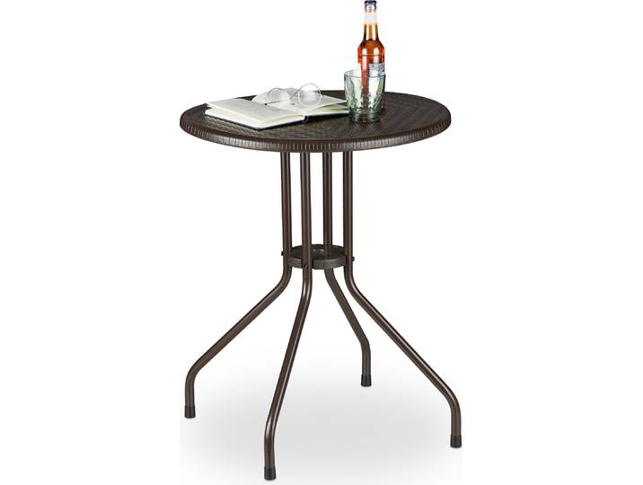 relaxdays Table de jardin marron ronde 74\,0 cm
