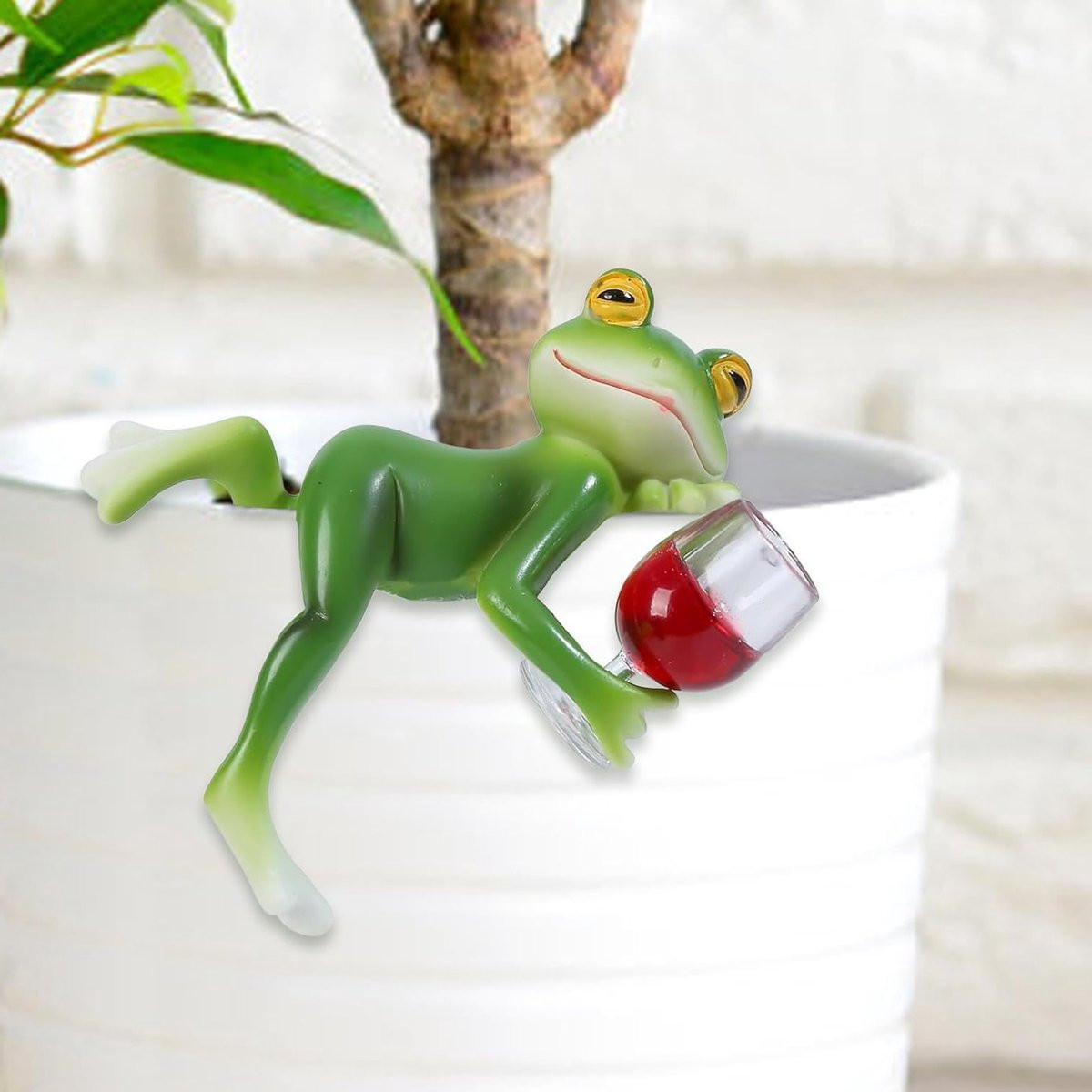 Houten kikker decoratie voor aan de bloempot - Schattig hangend dierenfiguurtje voor tuin en balkon