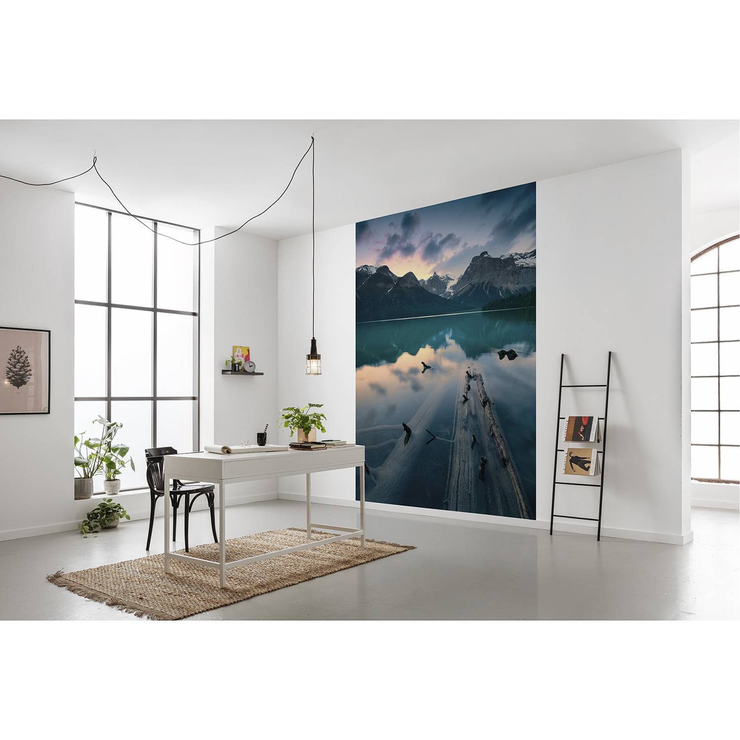 home24 Fotobehang Burning Emerald Abstract Modern Multicolour Blauw Textiel 200 cm