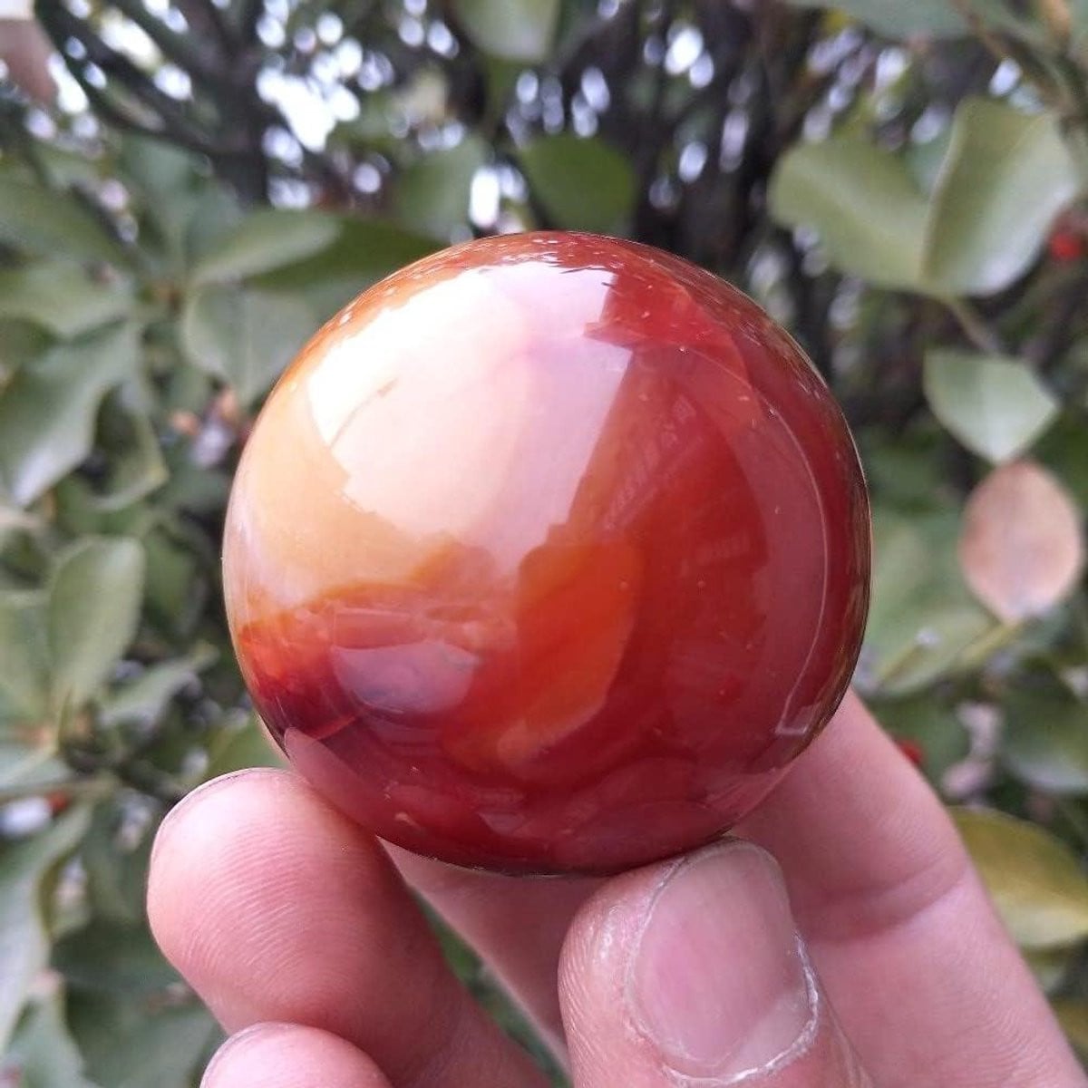 Rode Agate Kristal Bol - Natuurlijke Edelsteen voor Meditatie en Decoratie - 40 mm diameter