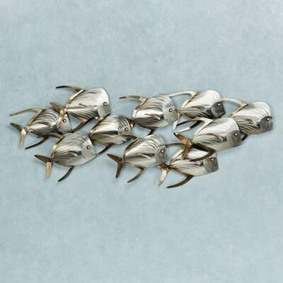 Copper Art Inc. Lookdown School of Fish Large Wall Sculpture Silver, Large, Silver