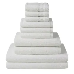 Ivedin Home - Set 10 Handtücher 100% Baumwolle 520/650 GSM Weiß Hotel Premium  |
