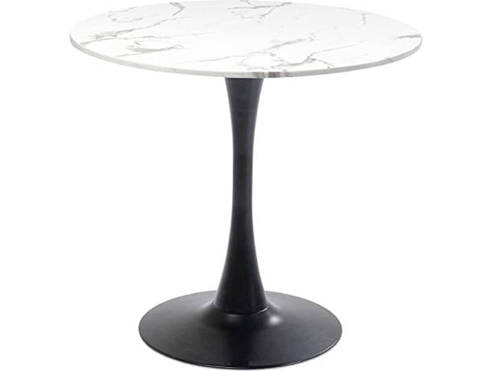 Kare Design Tisch Schickeria Marmor, Schwarz, 80cm Durchmesser, Platz für 4 Personen, moderner runder Esszimmertisch, Tischmöbel für Wohnzimmer, Marmor-Optik, 74x80x80 cm (H/B/T)