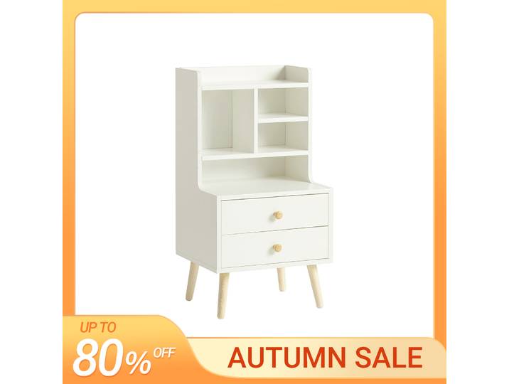 SoBuy FBT100-W 2 tiroirs compartiments ouverts Table de chevet Table de canapé table d'appoint table de téléphone armoire de nuit commode