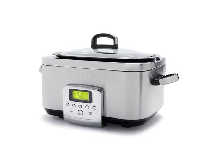 GreenPan Elite 8-in-1 Programmierbarer 6L Slow Cooker Multikocher,Spülmaschinenfester Deckel & Topf,PFAS-freie Gesunde Keramische Antihaftbeschichtung zum Braten,Schmoren,Mit Dampfgareinsatz,Edelstahl