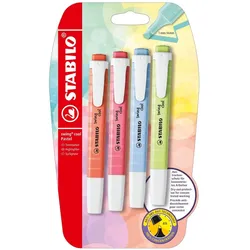 Stabilo, Marker, Textmarker - swing cool Pastel - 4er Pack - Prise von Limette, Kirschblütenrosa, Wolkenblau (4x)