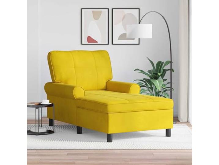 Molumvel Samt Chaiselongue Gelb, Moderne Relaxliege für Wohnzimmer & Schlafzimmer, 91 x 157 x 91 cm, Lounge-Liege mit abnehmbarem Kissen