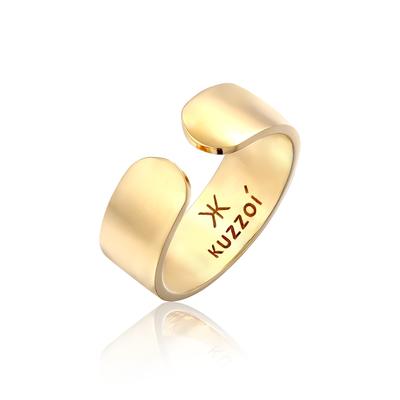 Silberring KUZZOI "Bandring Klares Design Offen 925 Silber" Gr. 62, gold, Fingerringe, Herren, 62mm, ohne Stein, Silber 925 (Sterlingsilber), 8mm, Silberring