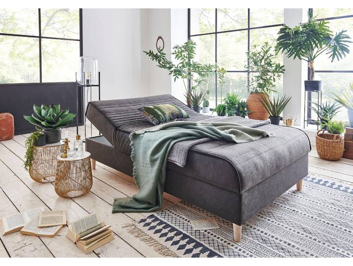 Boxbett Sababa , grau (anthrazit), B:120cm L:200cm, Bezug Bettbox und Obermatratze: Strukturstoff (100% Polyester), ATLANTIC HOME COLLECTION, Komplettbetten, Boxbett, mit Bettkasten