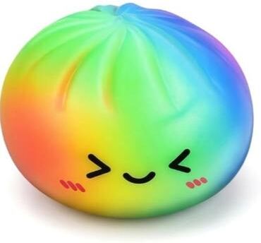 JoyToys Rainbow Dumpling Squishy Slow Rising Stress Relief Toy With Bamboo Basket dumpling 1pcs