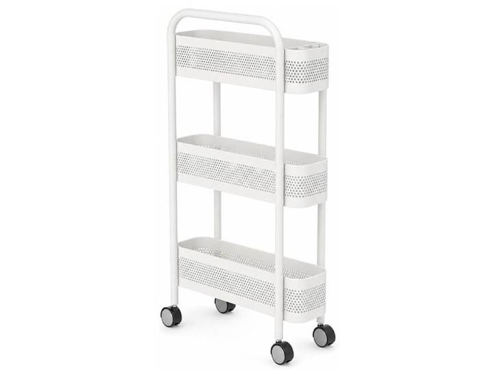 DESSERTE DE CUISINE Étroite Chariot De Cuisine 3 Niveaux Avec Roulettes Meuble à Interstice Pour Salle De Bain Balcon Blanc
