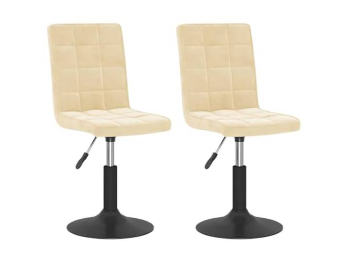 KDVXBCQJH 2er Set Esszimmerstühle Drehbar Höhenverstellbar Creme Samt Ergonomische Polsterstühle mit Gasdruckfeder und stabilem Stahlfuß für Wohnzimmer, Küche oder den modernen Schminktisch.