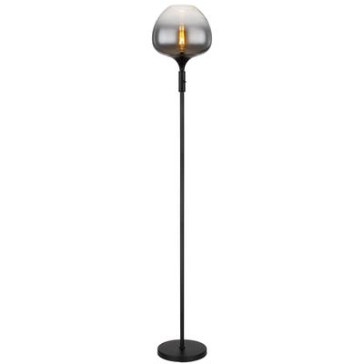 GLOBO LIGHTING Stehlampe "MAXY", schwarz (schwarz matt), 1, Ø 29cm H: 165cm, 1 Stk., Leuchten, Stehleuchte schwarz matt, Rauchglas, Textilkabel, E27, Stehlampe