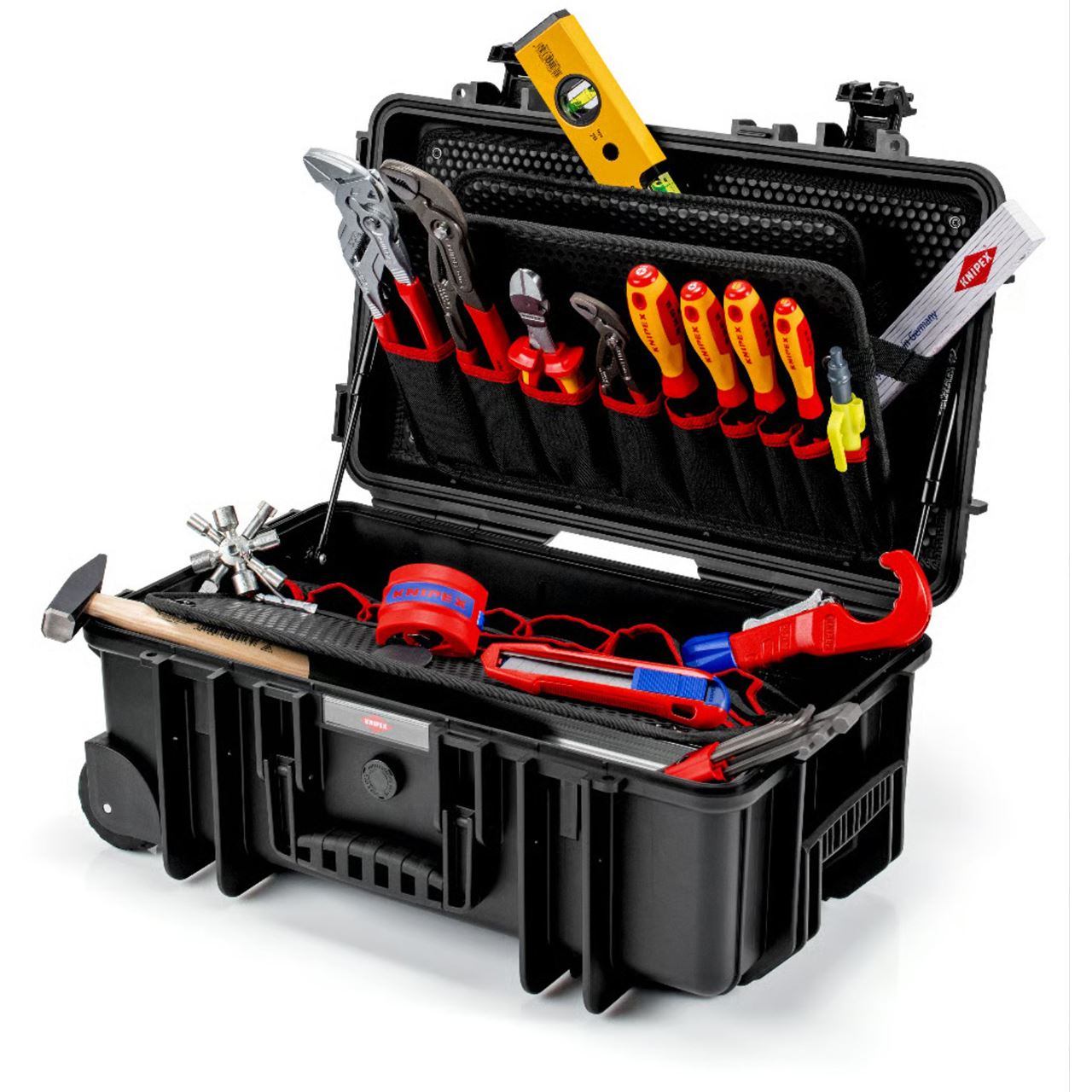 Knipex Werkzeugkoffer "Robust26 Move" Sanitär, 17-teilig (schwarz, mit Werkzeug-Sortiment für Installateure)