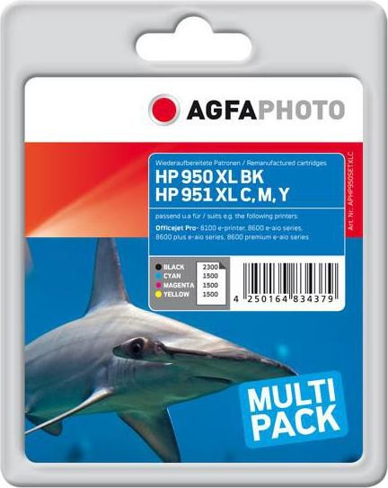 AgfaPhoto APHP950SETXLC fotopapier set, Zwart, Blauw, Paars, Geel, 2 stuks