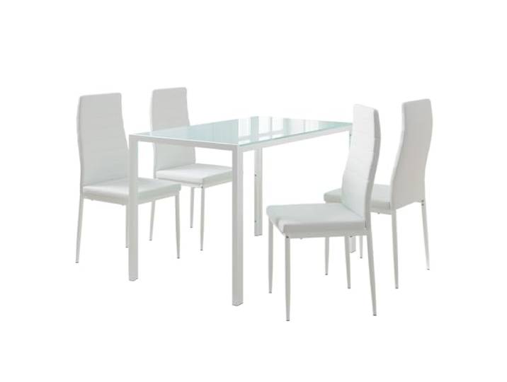 Vicco Esstischset Grand, Weiß, 120 x 75 cm mit 4 Stühlen, zur Verwendung als Essgruppe in Küche oder Esszimmer